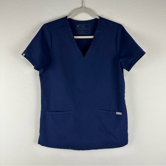 Figs Navy Blue Casma Three Pocket Scrub Medical Top Size Small - Picture 1 of 7